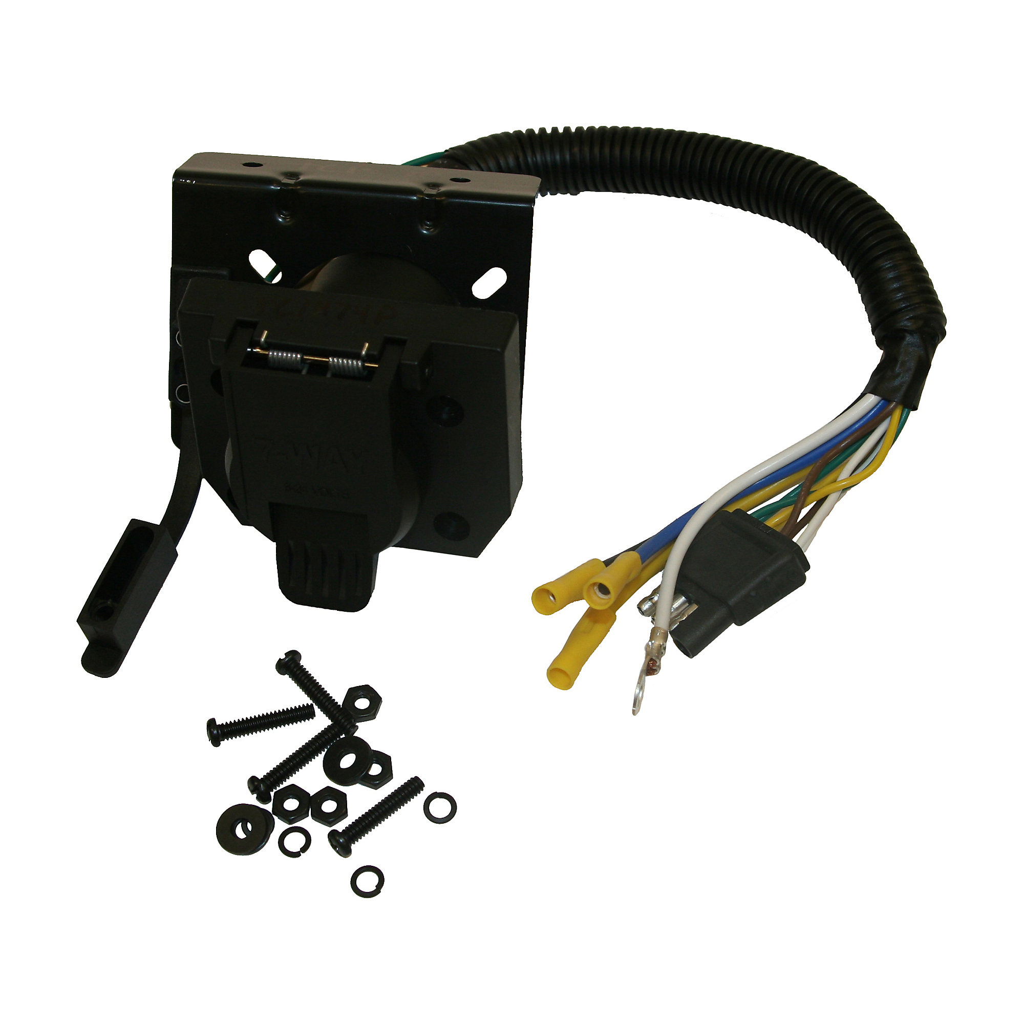 Buyers Products, 7-Way Flat to 4-Flat Plastic Trailer Connector, Connection Location Vehicle Side, Model# TC1474P